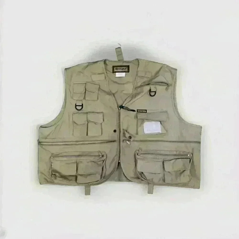 Remington Multi-Pocket Tan Khaki Full Zip Hunting Vest Mens XXL
